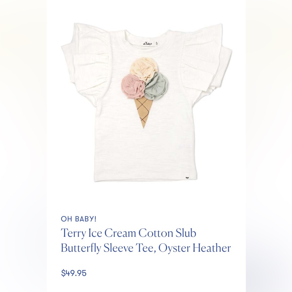 Oh Baby! Girl’s Terry Ice Cream Short Sleeve Shirt 6-12 Months